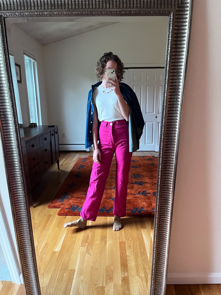 Jesse Kamm Vibrant Fuchsia High-Rise Straight Pants